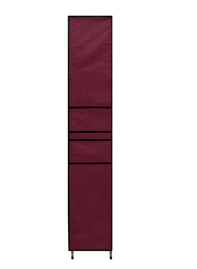 SANAMSTORE SANAMSTORE Collapsible Wardrobe 9 Tiers Metal Pipe with Non-Woven 100GSM Fabric Cover Shoe/Cloth/Toy/Books Rack-Maroon - Image 5