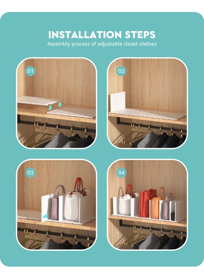 baffect Adjustable Plastic Shelf Dividers Closet Bag Divider Purse Organizer Shelf Separators For Organization 2 Pack White  - Image 4