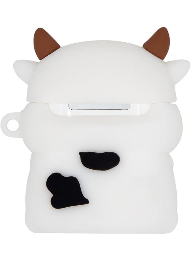 Cute Wireless Earphone Case Airpods 3 Case With Keychain Boba Tea Cow Funny 3D Cartoon Animal Case Soft Pvc Fun Protection Shockproof Charging Case Earphone Cover