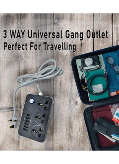 Generic Delone 3 Way Power Extension 6 USB Fast Chargin Port 3 Universal Plug Power Strip  - Image 4
