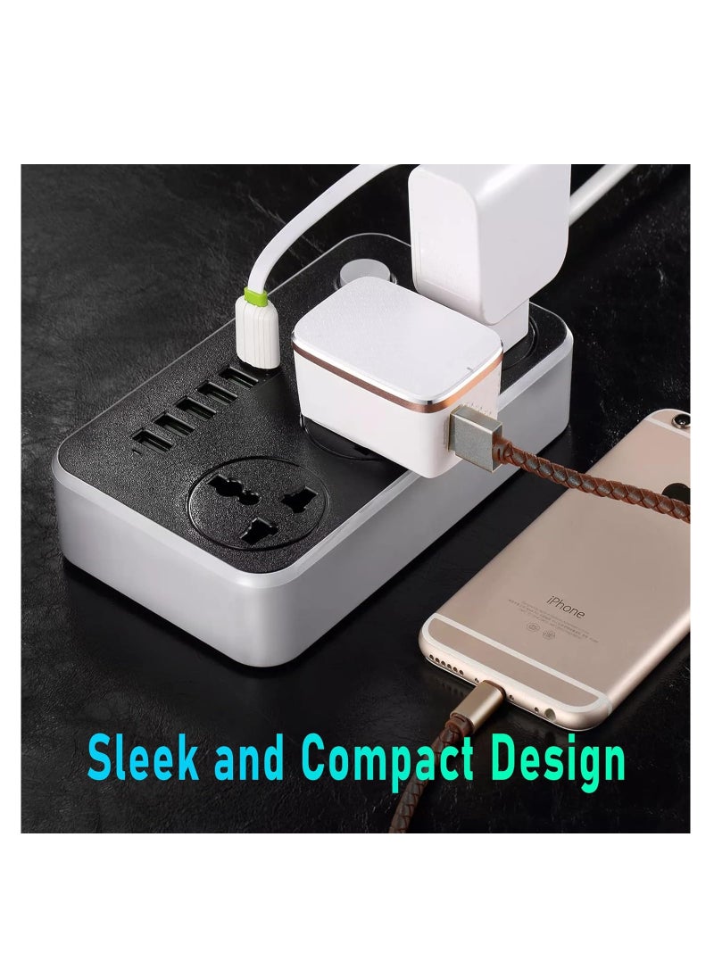 Generic - Delone 3 Way Power Extension 6 USB Fast Chargin Port 3 Universal Plug Power Strip - Image 1