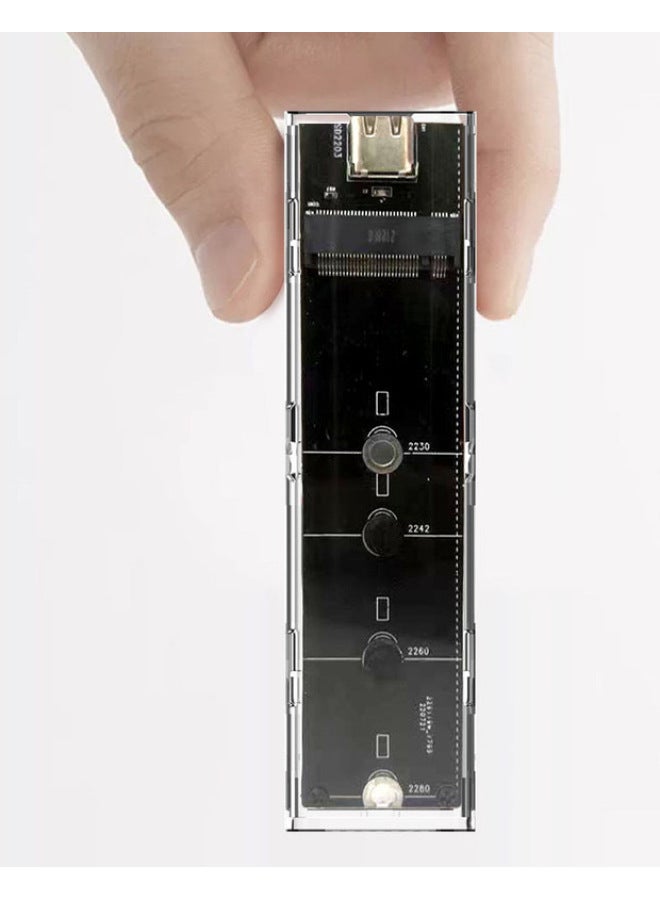 Transparent Push-pull M.2 Solid-state SSD Hard Drive Box NVME/NGFF/SATA To USB3.1 Speed Type-C-Color:ngff/nvme Dual Protocol  - Image 1