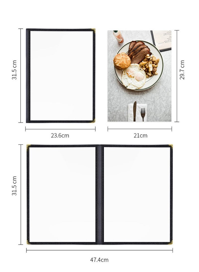 Suntown 2 PCS 8.5 X 11 Inch Menu Cover Book 4 Pages 8 View Clear Restaurant Beverage Menu Cover with Faux Leather Trim and Decorative Corners Menu Book Cover DIY Menu Holder - Image 5