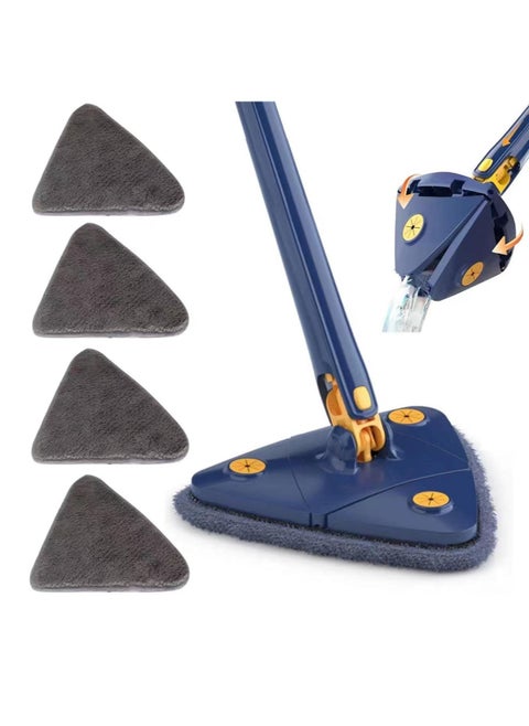 360° Rotatable Adjustable Cleaning Mop - 52.1'' Telescopic Triangular Mop with Automatic Water Squeezing Function