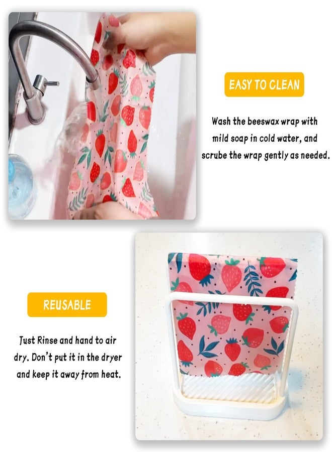 PICcircuit Reusable Beeswax Wrap - 9 Pack Eco-Friendly Beeswax Wraps For Food, Organic, Sustainable, Biodegradable, Zero Waste, Plastic-Free Food Storage, 1L Strawberry, 3M Orange, 5S Lemon Patterns - Image 4