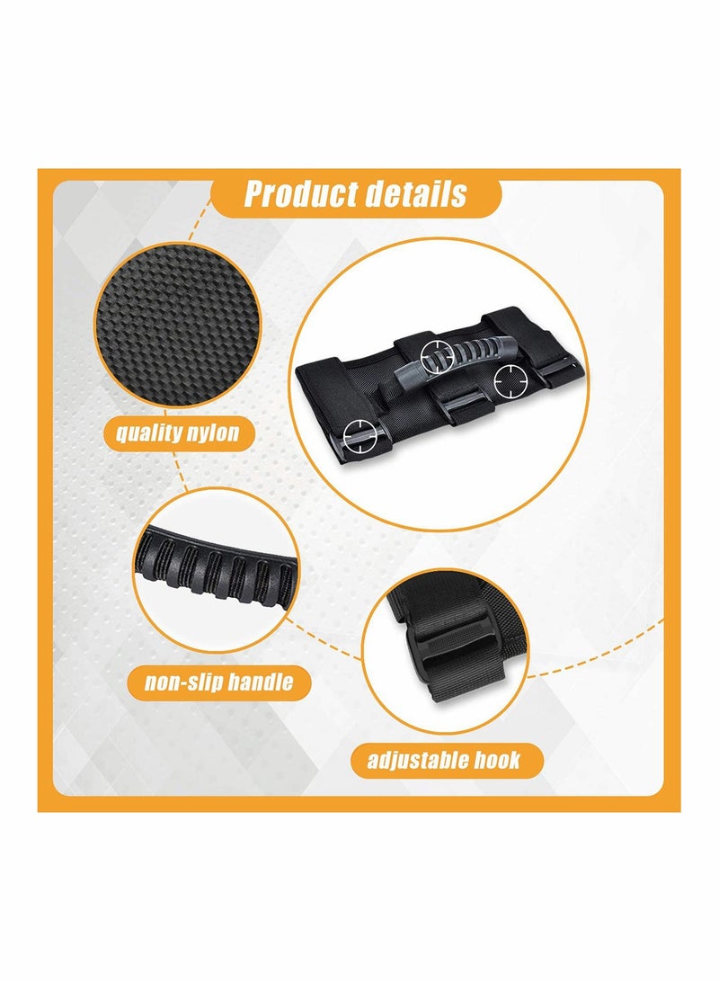 Grab Handle Set Roll Bar Grab Handles, Compatible with Jeep Wrangler TJ YJ JK, Easy to Fit 3 Straps Design for 1987-2020 Models, Fit for Jeep Wrangler Accessories, 2 Pack - Image 3