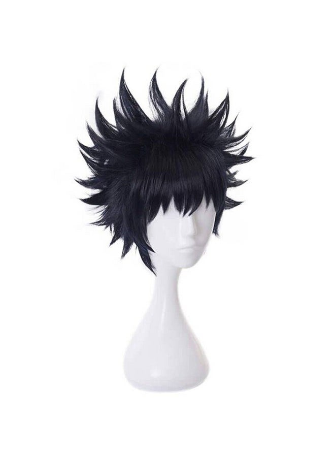 Ebingoo Ebingoo Short Black Cosplay Wig for Men + Wig Cap Short Black Wig with Bangs Anime Cosplay Wig Men Synthetic Hair Wig for Boys Halloween Costume  - Image 4