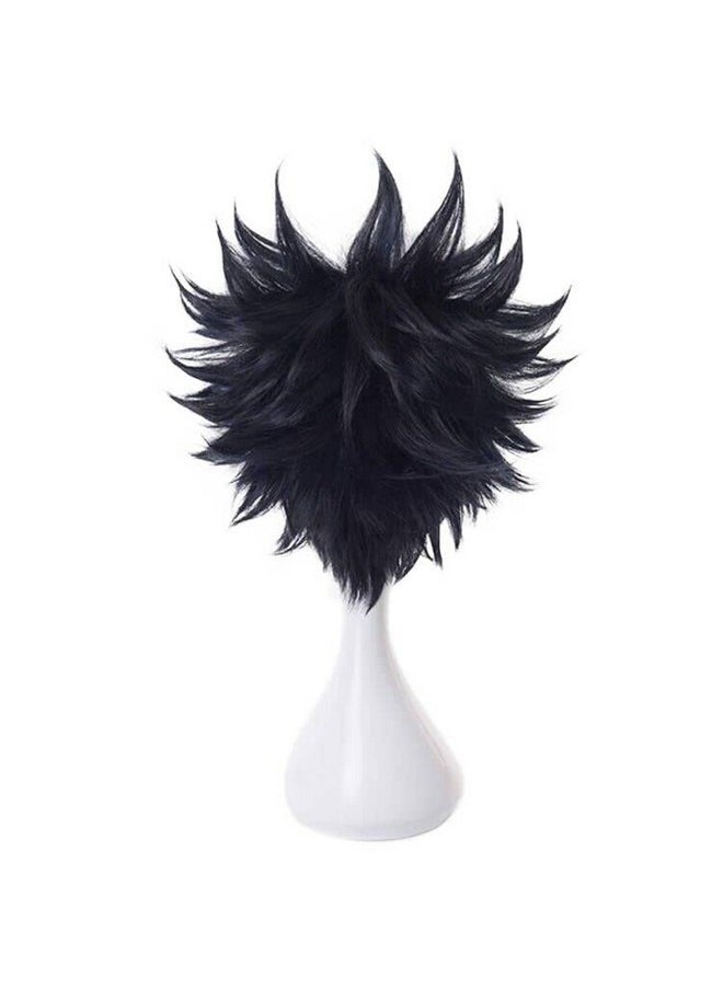 Ebingoo Ebingoo Short Black Cosplay Wig for Men + Wig Cap Short Black Wig with Bangs Anime Cosplay Wig Men Synthetic Hair Wig for Boys Halloween Costume  - Image 5