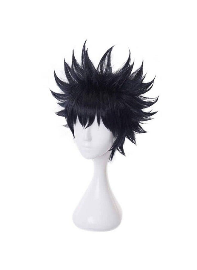 Ebingoo Ebingoo Short Black Cosplay Wig for Men + Wig Cap Short Black Wig with Bangs Anime Cosplay Wig Men Synthetic Hair Wig for Boys Halloween Costume  - Image 3