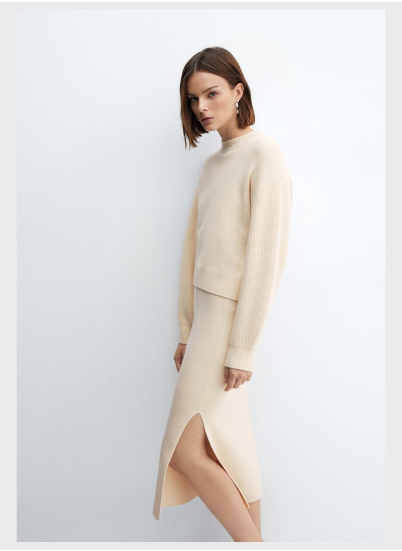 MANGO - Crew Neck Knitted Sweater - Image 1