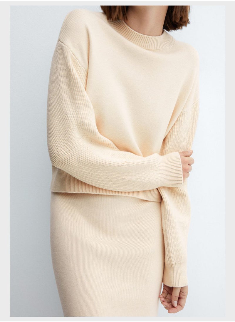 MANGO - Crew Neck Knitted Sweater - Image 1