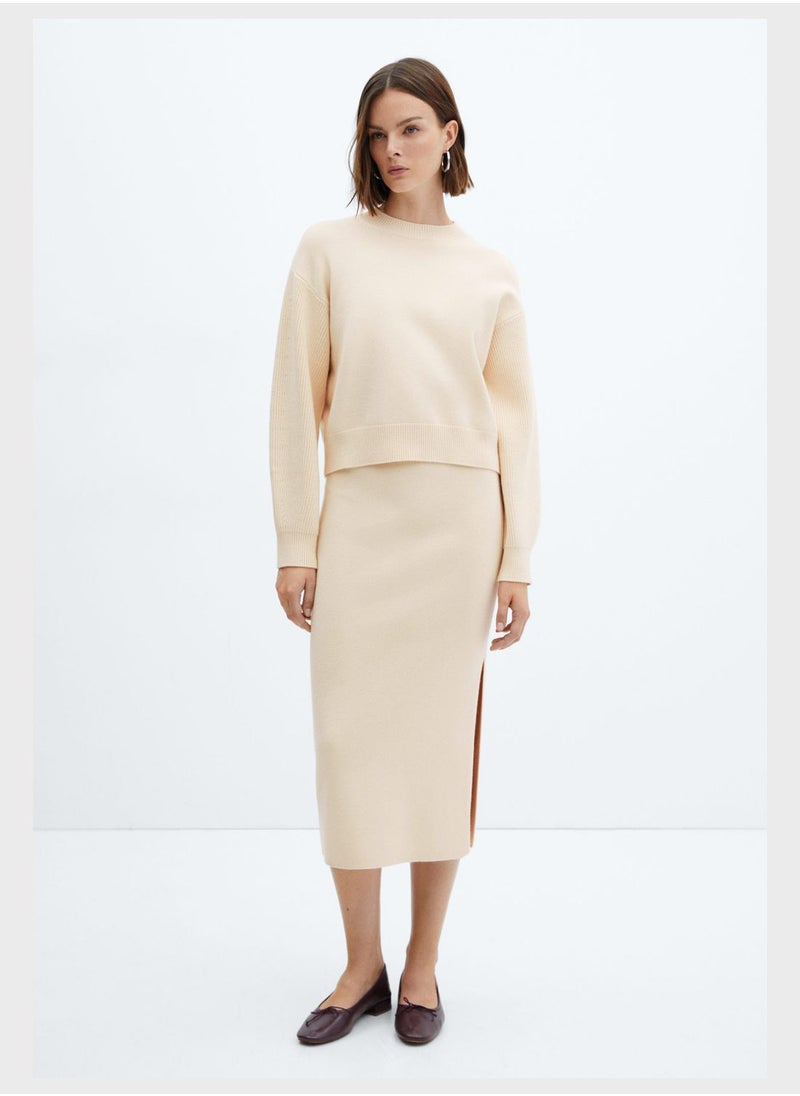 MANGO - Crew Neck Knitted Sweater - Image 1
