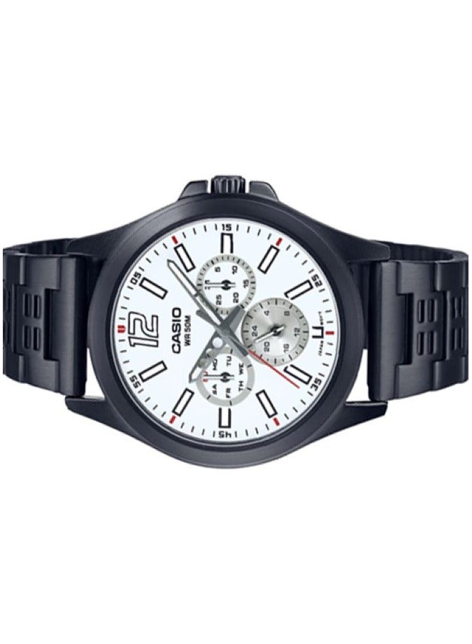 كاسيو ساعة كاسيو للرجال انالوج بعقارب متعددة  بيضاء سوار ستانلس ستيل MTP-E350B-7BVDF - Image 2