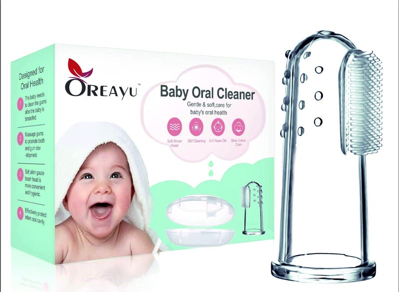 OREAYU Baby Finger Manual, Transparent Toothbrush, Tongue Cleaner, Food Grade Silicone - Image 1