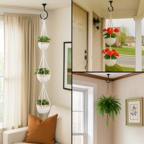 Evsteluo 8 Sets Heavy Duty Swag Ceiling Hooks with Hardware for Hanging Plants, Cavity Wall Fixing, Easy Installation, Holds Up to 30lbs, Ideal for Home & Garden (8 Sets, Black) - Image 2