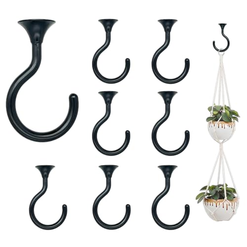 Evsteluo 8 Sets Heavy Duty Swag Ceiling Hooks with Hardware for Hanging Plants, Cavity Wall Fixing, Easy Installation, Holds Up to 30lbs, Ideal for Home & Garden (8 Sets, Black) - Image 1