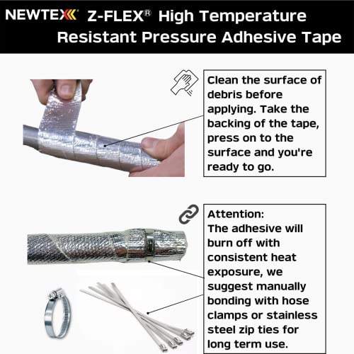 Newtex High Heat Resistant Tape - Extreme Temperature Aluminum Foil Z-Flex Tape - Pressure Sensitive Adhesive Ducting, Insulation, Reflective Heat Barrier Tape Roll (2" x 25') - Image 3