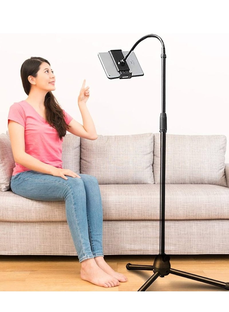 iPad Stand 360 Degree Adjustable Tripod Holder for Phones and Tablets (3.5-12.5 inch) - Black  - Image 2