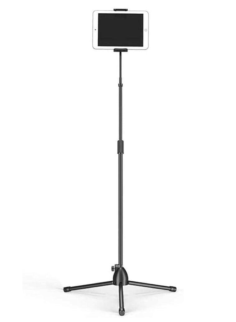 iPad Stand 360 Degree Adjustable Tripod Holder for Phones and Tablets (3.5-12.5 inch) - Black  - Image 1