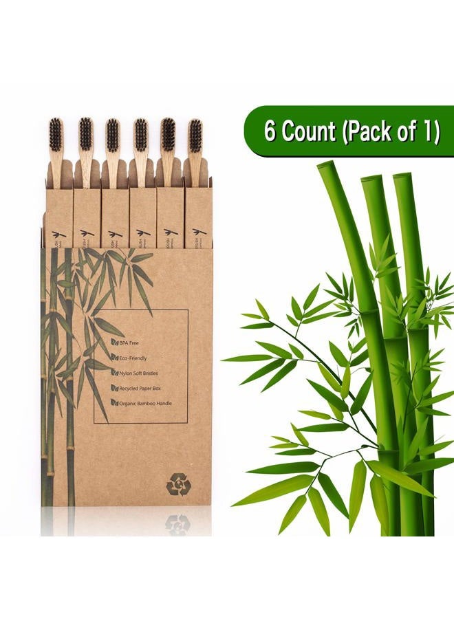 Virgin Forest Bamboo Toothbrush, Biodegradable Bamboo Charcoal Toothbrushes, Natural Eco Friendly Wooden Toothbrush 6-Pack - Image 5