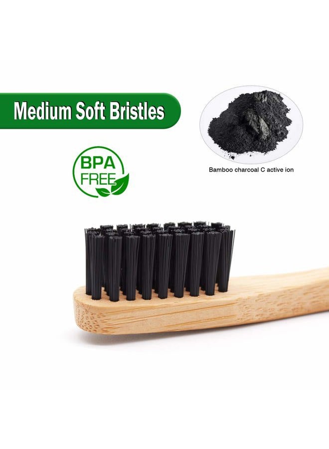 Virgin Forest Bamboo Toothbrush, Biodegradable Bamboo Charcoal Toothbrushes, Natural Eco Friendly Wooden Toothbrush 6-Pack - Image 2