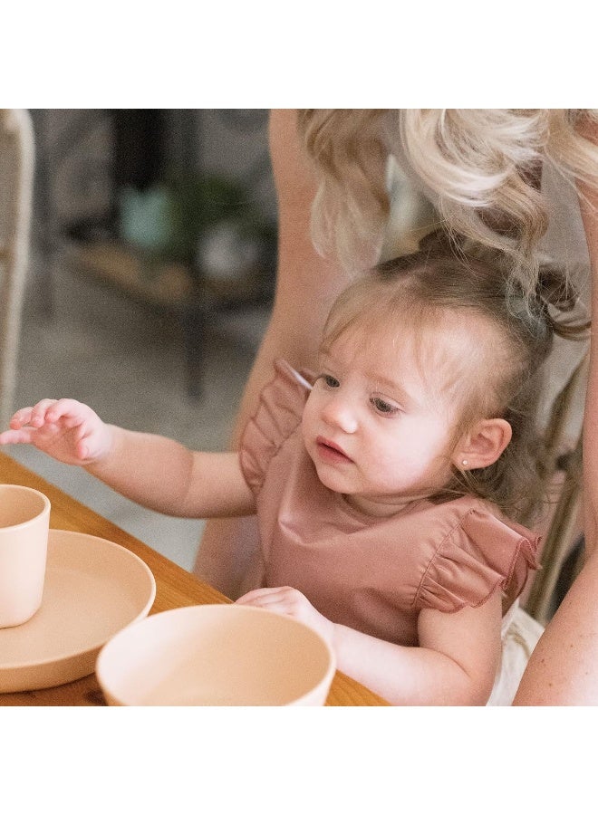 Tiny Twinkle Mess Proof Baby Bib - Waterproof & Lightweight Baby-Led Weaning Apron | 100% Recycled Polyester, Easy Clean & Machine Washable (Taupe, Small 6-24 Months) - Image 2