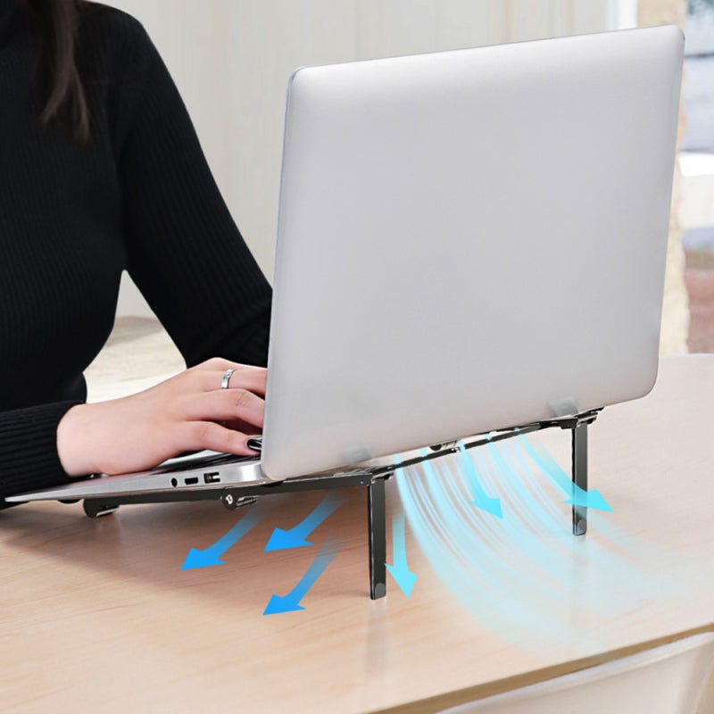 Laptop Stand: 100% Aluminum Alloy + Anti-slip Silicone Pad - Ergonomic Foldable Adjustable Stand for Home Office, Desk Use, Laptop Phone & Tablet - Image 4
