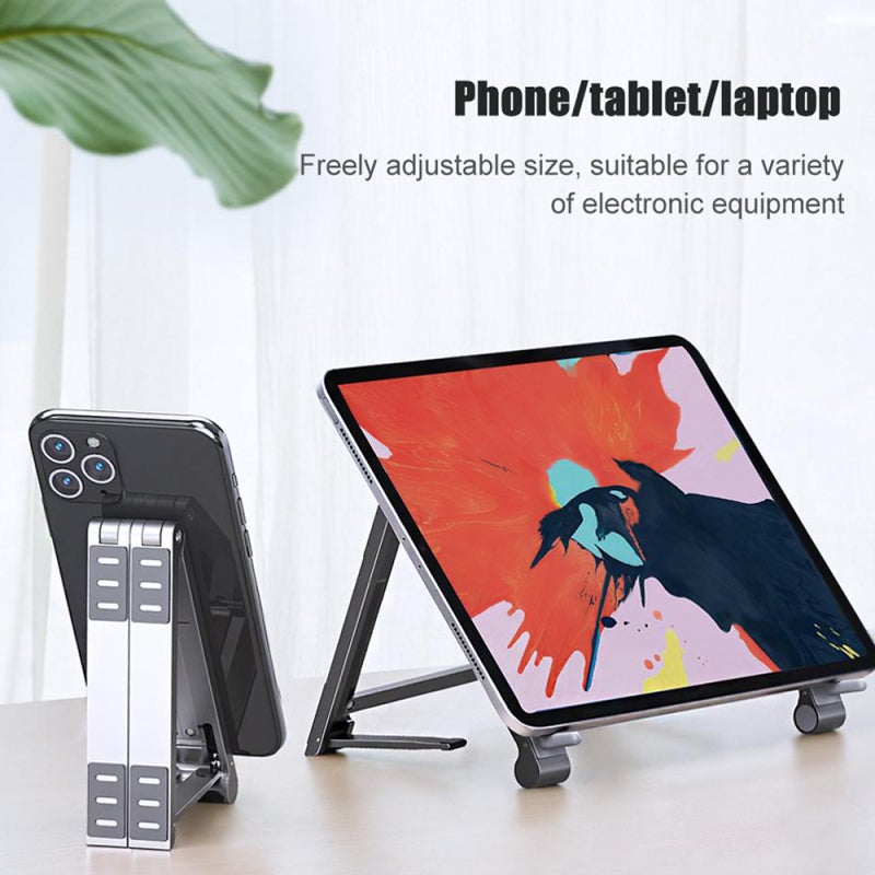 Laptop Stand: 100% Aluminum Alloy + Anti-slip Silicone Pad - Ergonomic Foldable Adjustable Stand for Home Office, Desk Use, Laptop Phone & Tablet - Image 3