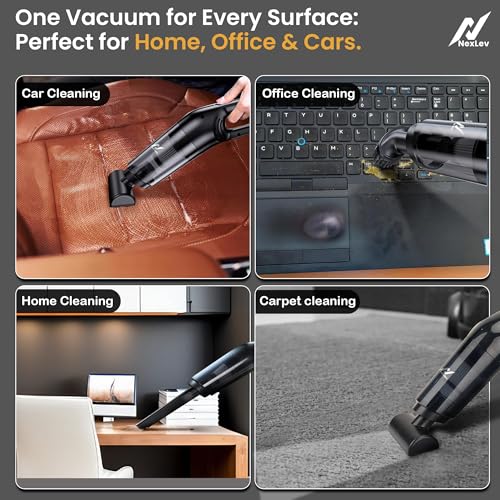 NexLev Cordless Vacuum Cleaner|HEPA with Stainless Steel Cover|6000 mAh|Copper Motor| Rechargeable Type C|Ideal for Home, Office & Car Use|Compact & Portable|Dust & Pet Hair Remover|3 Attachment|VC-02 - Image 3