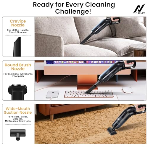 NexLev Cordless Vacuum Cleaner|HEPA with Stainless Steel Cover|6000 mAh|Copper Motor| Rechargeable Type C|Ideal for Home, Office & Car Use|Compact & Portable|Dust & Pet Hair Remover|3 Attachment|VC-02 - Image 4