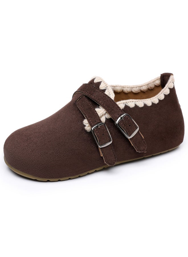 Birkensock Wool Knitted Shoe Mouth Heel Wrap Birkenstock Slip-on Casual Shoes Spring Lightweight Flat Sole Bean Shoes