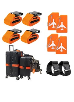 Oasisgalore Suitcase Straps and Luggage Tag Set,Orange Adjustable Luggage Belts(10-Pack)  - Image 1