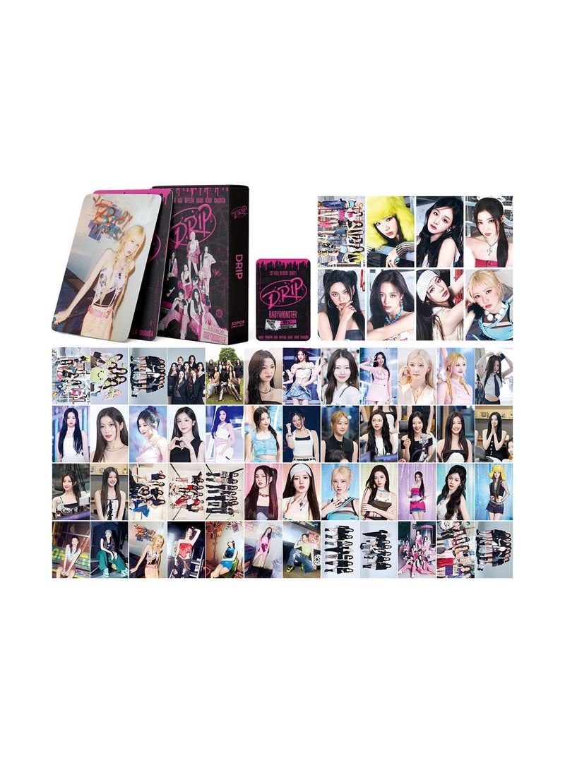 NIBEMINENT 55 Pcs Kpop BABYMONSTER DRIP Lomo Cards Card For Fans Collection Gifts - Image 2