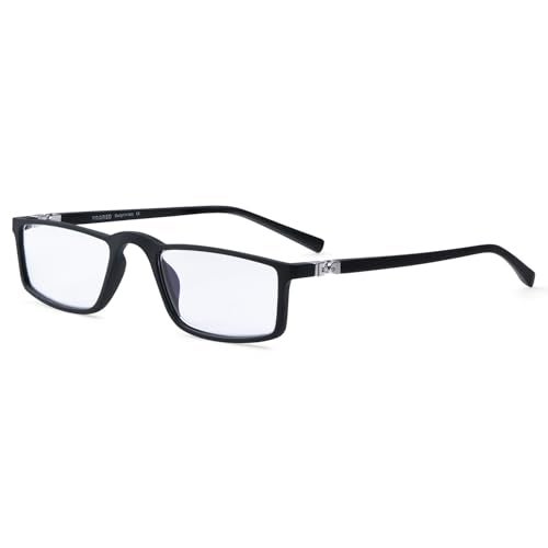 AEC iWork Lightweight Reading Glasses, Durable Spring-Loaded Rectangular Frame for Men & Women (Black, +2.00) - Image 1