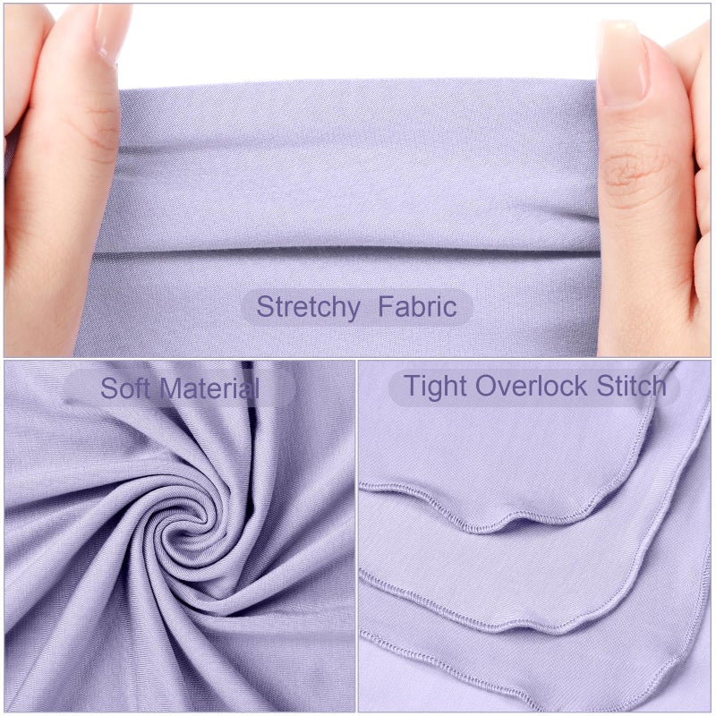 JaGely 2 Pcs Stretchy Baby Swaddle Blankets Set Extra Soft 47" x 47" Baby Newborn Swaddle Blanket and Hat(Pink, Light Purple) - Image 3