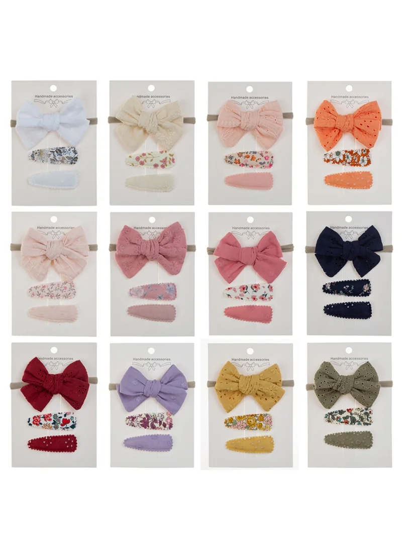 D'Daniela Jana Ribbon Bow Clip Set with Ponytail For Babies and Girls - Yellow