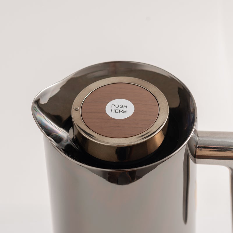 Dallaty 1L black steel vacuum flask with wooden handle - Image 3