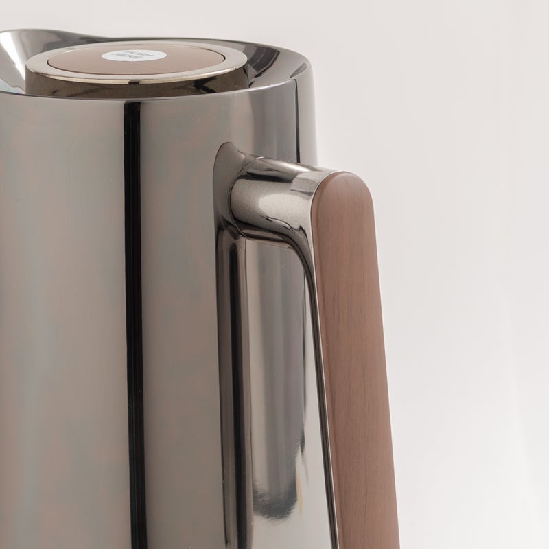 Dallaty 1L black steel vacuum flask with wooden handle - Image 5