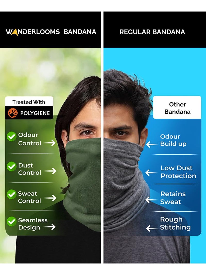 WANDERLOOMS Olive Quest Printed Unisex Bandana for Men | Face & Head Cover Mask for Biking, Hair & Daily Commute | Unisex Multifunctional Scarf | Free Size - Image 2