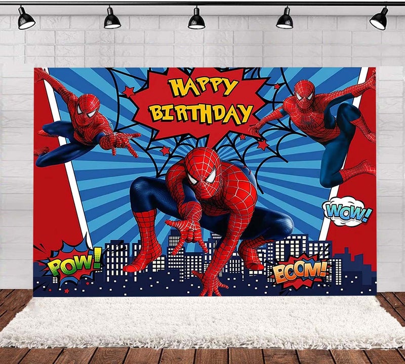 SPIDER KING 36-piece set of theme birthday party supplies including background cloth (size 150cmx100cm) - Image 2