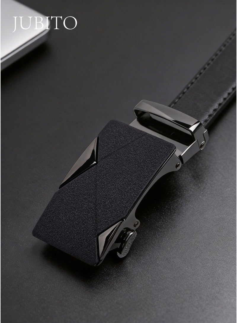 JUBITO Belts, Men's Business Style Leather Belt with Automatic Buckle, Stylish, Soft and Comfortable, Gift Box Men's Gift (Black, 120cm) - Image 4