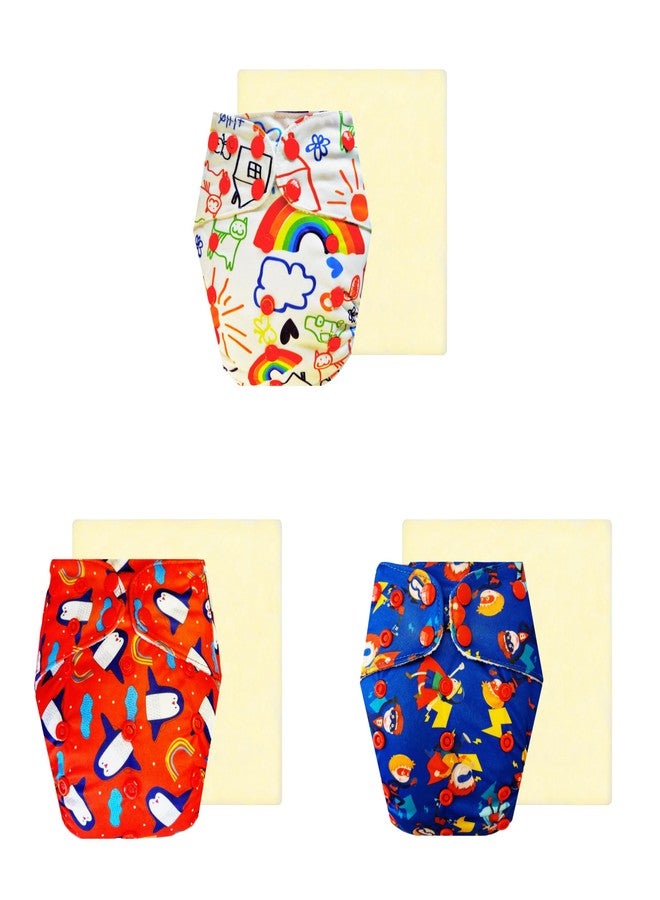 حفاضات دمبلدو إيليت القماشية مع طبقة امتصاص سحرية (عبوة من 3) | مضادة للحساسية | وسادة امتصاص من 6 طبقات | أزرار كبس قابلة للتعديل | مثالية للأطفال الصغار | من 3 أشهر إلى 3 سنوات | للجنسين - Image 1