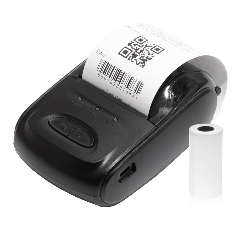 58 مم طابعة حرارية صغيرة للإيصالات محمولة لاسلكية بلوتوث ويو إس بي 203 نقطة في البوصة - طباعة حرارية مباشرة بدون حبر للسوبرماركت والمطاعم والمتاجر - Image 1