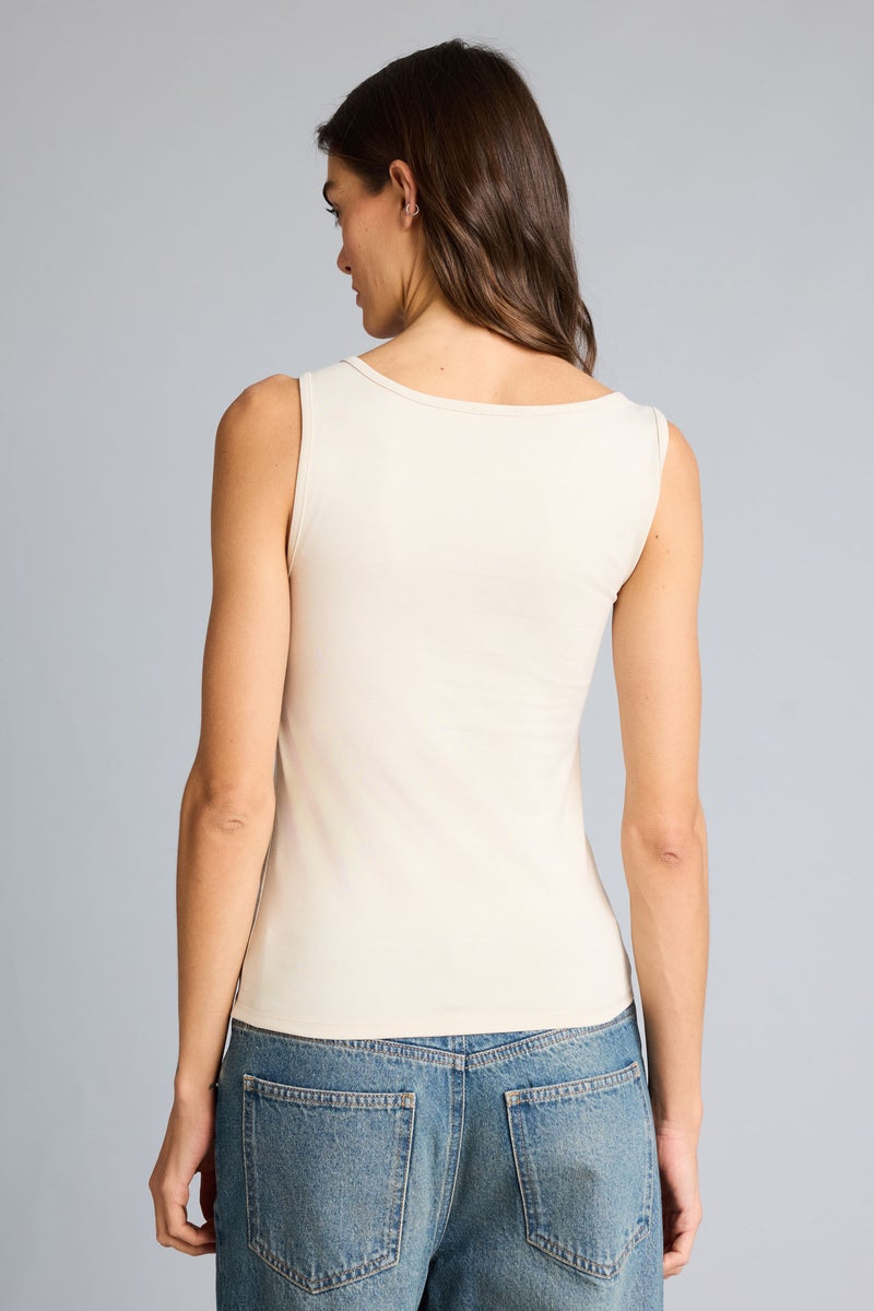 DeFacto Beige Woman Slim Fit Basic Round Collar Sleeveless Tank Top Casual - Image 5
