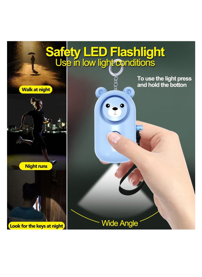 Y&D Personal Alarm Safe Sound Cute Bear Safety Keychain for Women Kids Elders 2 Pack 130dB Loud Siren Self Defense with Flashing LED Light Security Emergency Alert Blue and Purple  - Image 5
