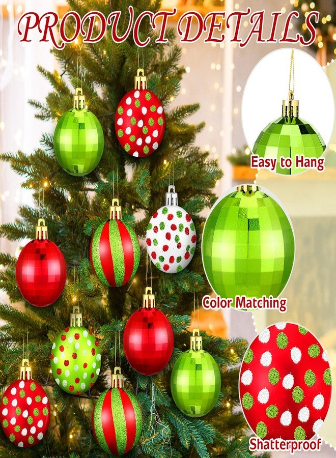 Beeveer 12 Pcs 2 Inch Christmas Ball Ornaments Red Green White Glittering Plastic Hanging Decorations Shatterproof Elf Balls Swirl Candy Cane Peppermint Pendants for Xmas Tree Decor - Image 4