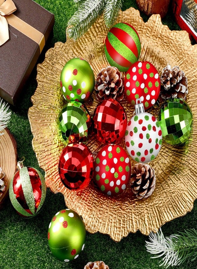Beeveer 12 Pcs 2 Inch Christmas Ball Ornaments Red Green White Glittering Plastic Hanging Decorations Shatterproof Elf Balls Swirl Candy Cane Peppermint Pendants for Xmas Tree Decor - Image 3
