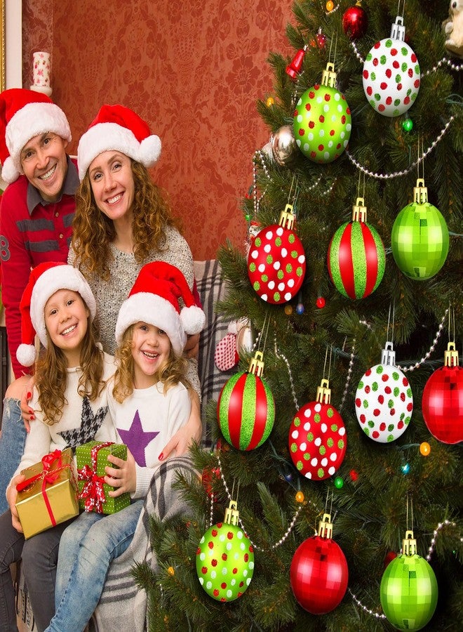 Beeveer 12 Pcs 2 Inch Christmas Ball Ornaments Red Green White Glittering Plastic Hanging Decorations Shatterproof Elf Balls Swirl Candy Cane Peppermint Pendants for Xmas Tree Decor - Image 5