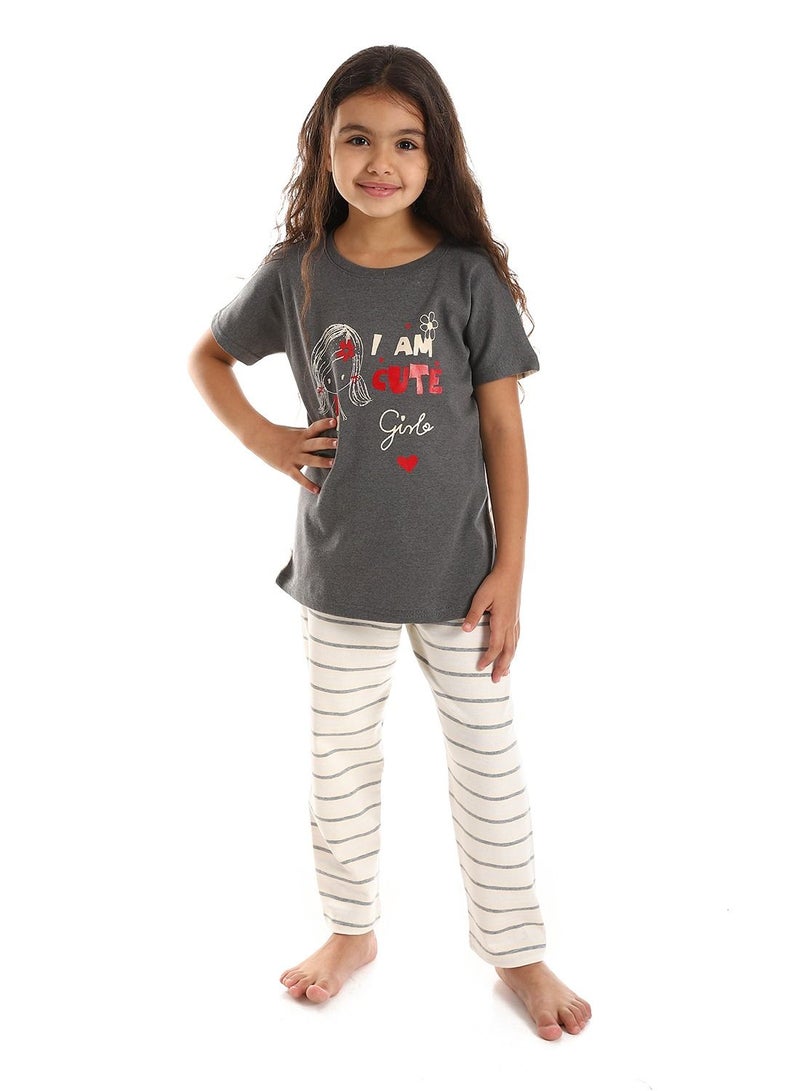 Printed Top With Pants Pajama Set