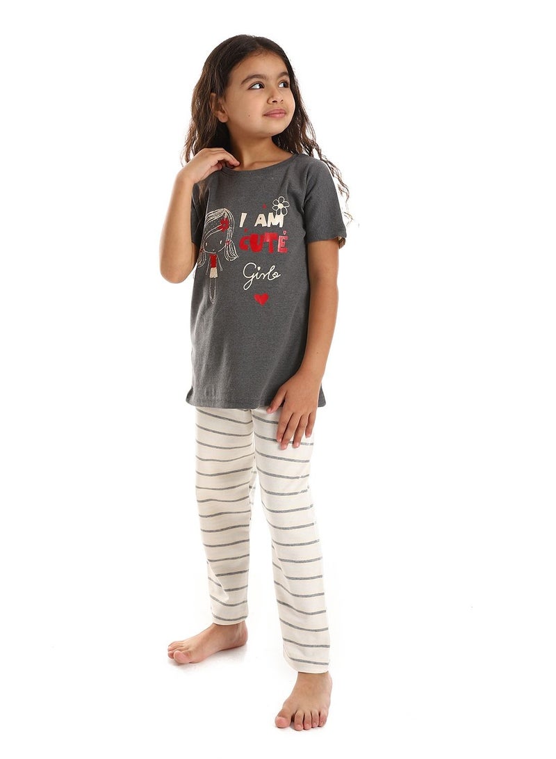 Printed Top With Pants Pajama Set